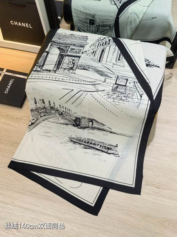 Chanel Scarf 140X140cm 70%羊绒30%真丝 E112829